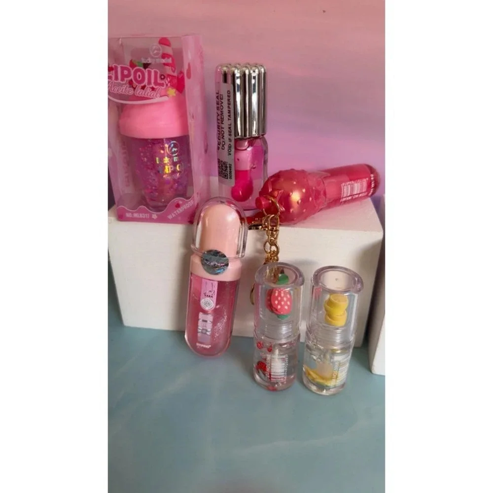 Very‎ big fruity cherry strawberry Summer lip balm lip oil bun bundle NEW